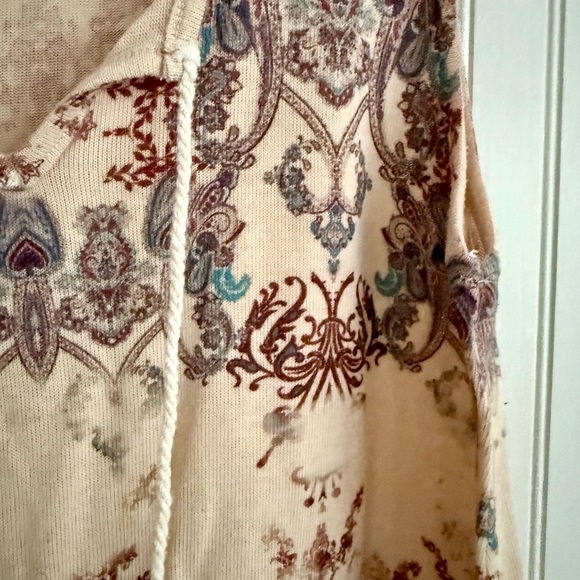 Bohemian Top Size Medium with tassels - Cream and Blue - Picture 2 of 5